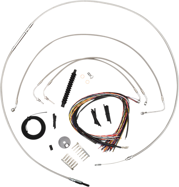 LA CHOPPERS Handlebar Cable/Brake Line Kit - Complete - 12" - 14" Ape Hanger Handlebars - Stainless LA-8155KT2-13
