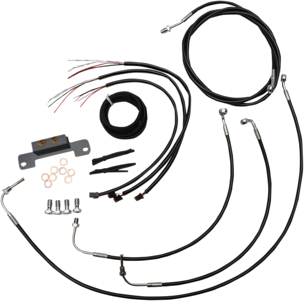 LA CHOPPERS Handlebar Cable/Brake Line Kit - Complete - 18" - 20" Ape Hanger Handlebars - Black Vinyl LA-8055KT2-19B