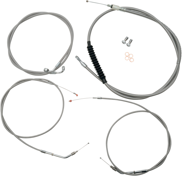 LA CHOPPERS Handlebar Cable/Brake Line Kit  - Mini Ape Hanger Handlebars - Stainless Steel LA-8300KT-08