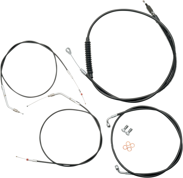 LA CHOPPERS Handlebar Cable/Brake Line Kit - 15" - 17" Ape Hanger Handlebars - Black Vinyl LA-8320KT-16B