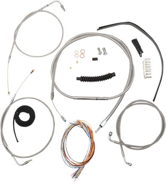 LA CHOPPERS Handlebar Cable/Brake Line Kit - Complete - 12" - 14" Ape Hanger Handlebars - Stainless LA-8110KT2A-13