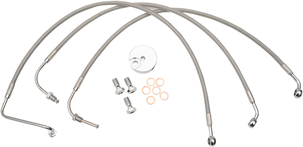 LA CHOPPERS Brake Lines - 18" - 20" Ape Hanger Handlebars - Stainless Steel LA-8006B19