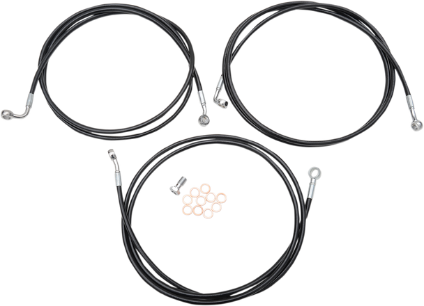 LA CHOPPERS Brake Line - 18" - 20" Ape Hanger Handlebars - Black LA-8052B19B