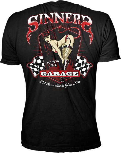 LETHAL THREAT Sinners Garage T-Shirt - Black - 4XL LT20708-4XL