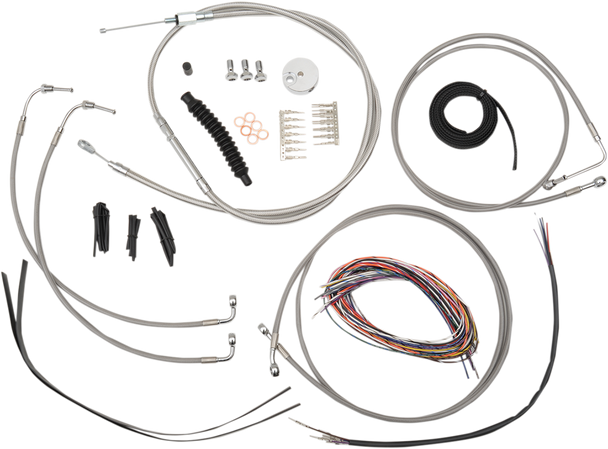 LA CHOPPERS Handlebar Cable/Brake Line Kit - Complete - 12" - 14" Ape Hanger Handlebars - Stainless LA-8051KT2-13