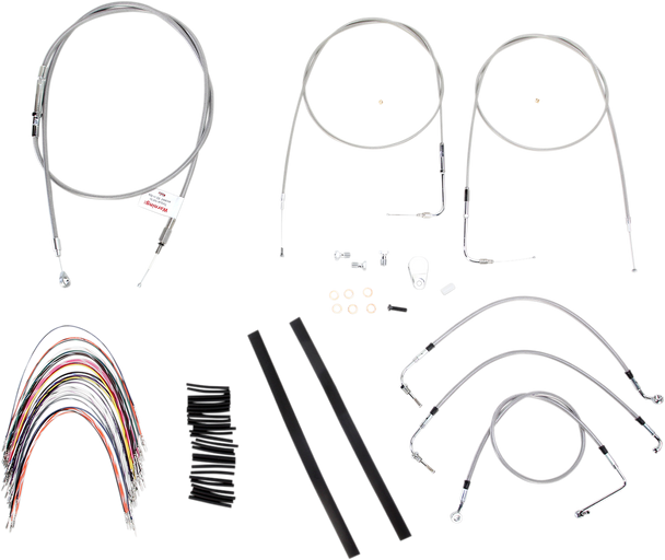 BURLY BRAND Handlebar Cable/Brake Line Kit - Complete - 14" Ape Hanger Handlebars - Stainless Steel B30-1085