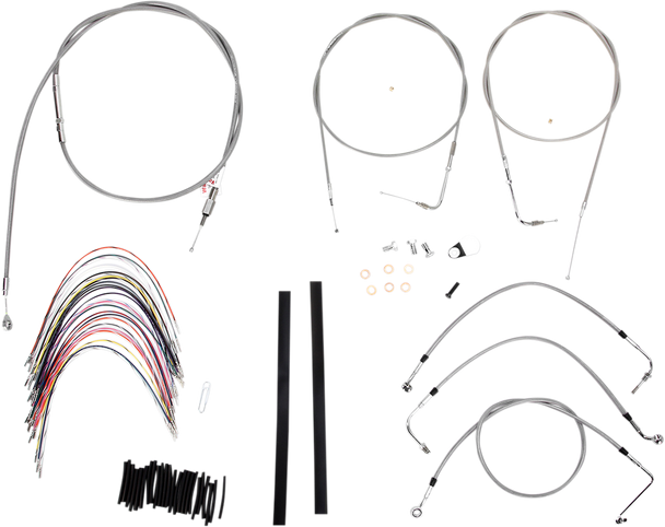 BURLY BRAND Handlebar Cable/Brake Line Kit - Complete - 18" Ape Hanger Handlebars - Stainless Steel B30-1081