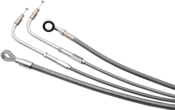 BURLY BRAND Handlebar Cable/Brake Line Kit - Complete - 14" Ape Hanger Handlebars - Stainless Steel B30-1164