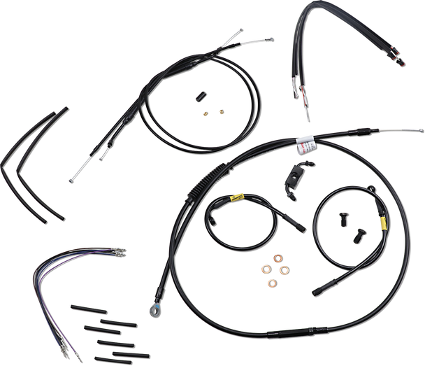 BURLY BRAND Cable Kit - Jail Bar - 14" Handlebars - Black Vinyl B30-1213