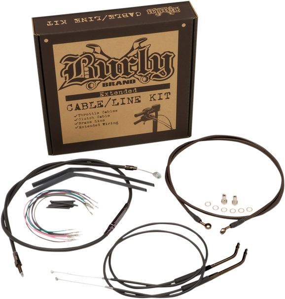 BURLY BRAND Cable Kit - Jail Bar - 12" Handlebars - Black Vinyl B30-1150