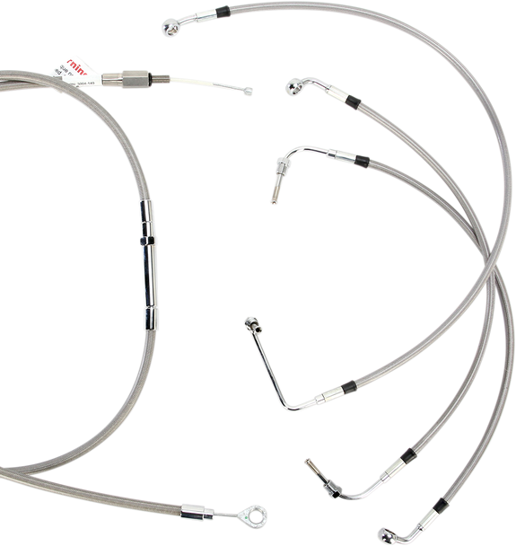 BURLY BRAND Handlebar Cable/Brake Line Kit - Complete - 13" Ape Hanger Handlebars - Stainless Steel B30-1103