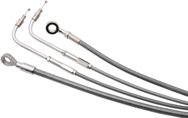 BURLY BRAND Handlebar Cable/Brake Line Kit - Complete - 14" Ape Hanger Handlebars - Stainless Steel B30-1167