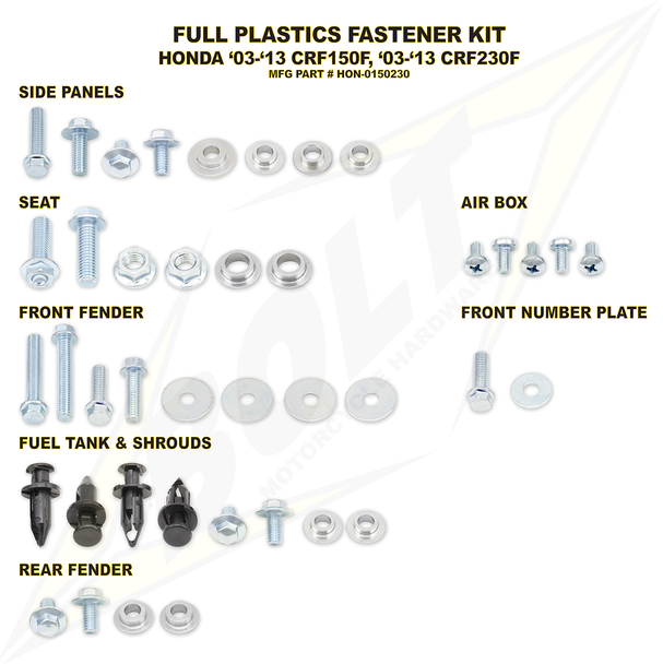 BOLT Plastic Fastener Kit HON-0150230