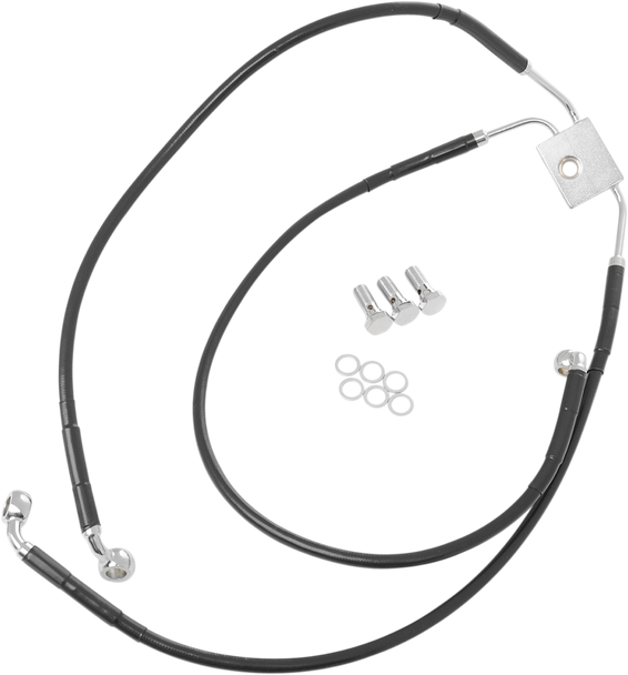 DRAG SPECIALTIES Brake Line - Front - Black - +10" - FXDF '12-'17 612137-10BLK