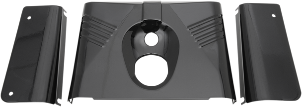 DRAG SPECIALTIES 3-Piece Fork Tins - Gloss Black - Ribbed -  '86-'17 FLST 74156B