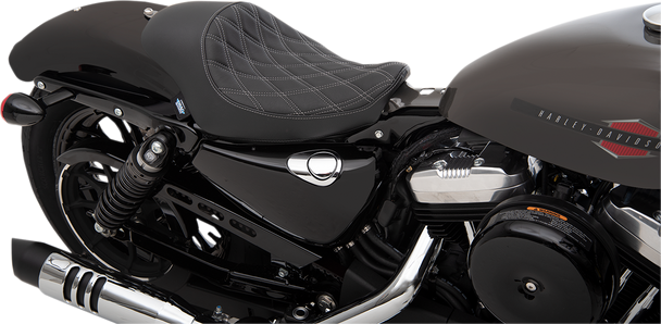 DRAG SPECIALTIES 3/4 Solo Seat - Double Diamond - Silver Stitch - Vinyl 0804-0745