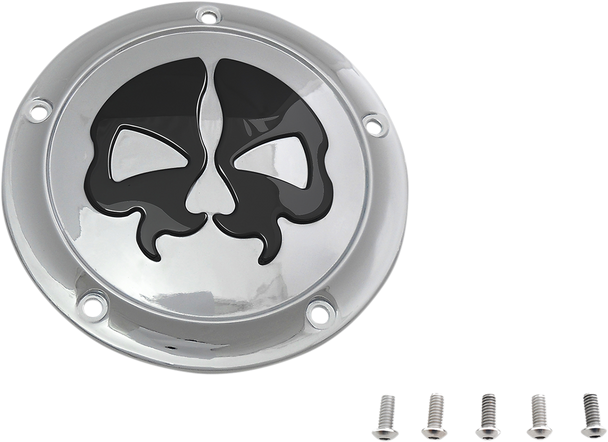 DRAG SPECIALTIES Split Skull Derby Cover - Chrome - 5-Hole 78043B2