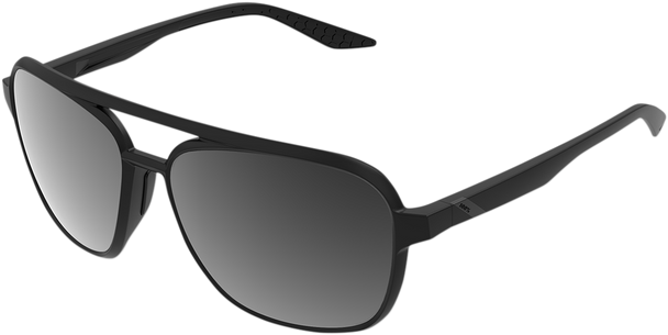 100% Kasia Aviator Sunglasses - Round - Matte Black - Black Mirror 61042-019-61