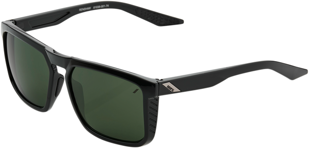 100% Renshaw Sunglasses - Black - Gray Green 61038-001-74