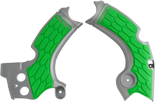 ACERBIS X-Grip Frame Guards - Silver/Green - KX250F 2657591417