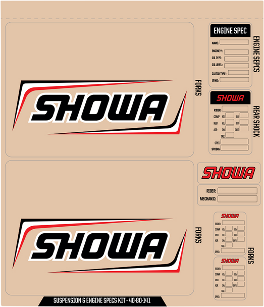 D'COR VISUALS Showa Decal Kit - Black 40-80-141