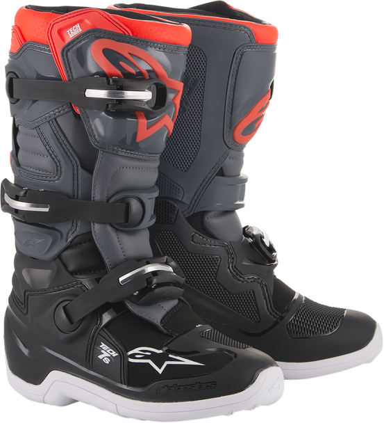 ALPINESTARS Tech 7S Boots - Dark Gray/Light Gray/Red Fluorescent - US 6 201501711336