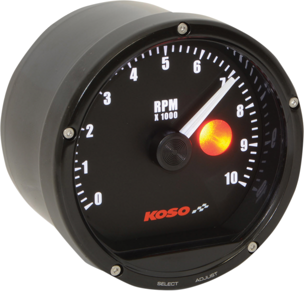KOSO NORTH AMERICA TNT-01R Tachometer with Shift Light - 10,000 RPM - Black Casing/Black Face - 3.41" BA035130