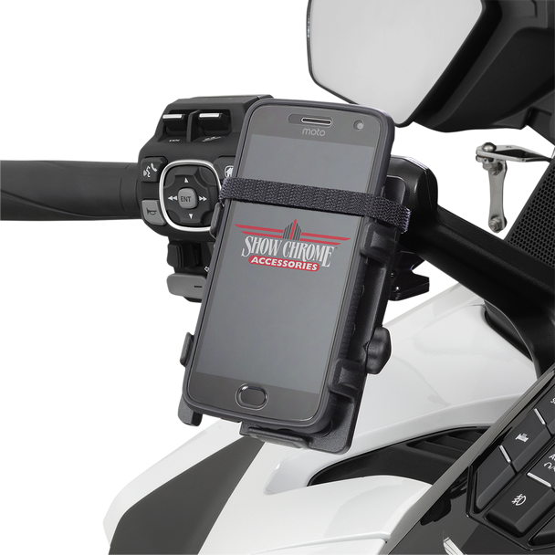 SHOW CHROME Phone/GPS Holder - Handlebar Mount - Honda GL1800 - Black 52-948BK