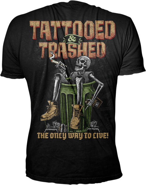 LETHAL THREAT Tattooed & Trashed T-Shirt - Black - XL LT20892XL