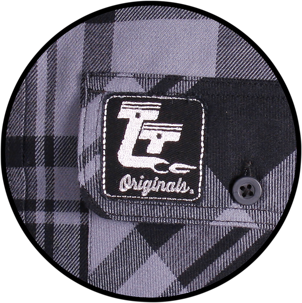 THROTTLE THREADS Flannel Shirt - Gray/Black - Medium TT636S68GYMR