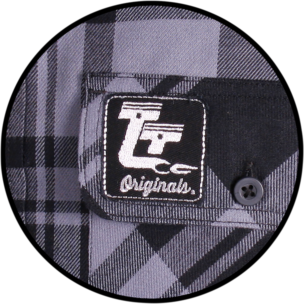 THROTTLE THREADS Flannel Shirt - Gray/Black - 2XL TT636S68GY2R
