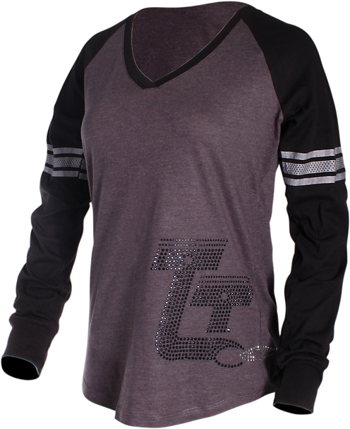 THROTTLE THREADS Women's T-Shirt - Gray/Black - Medium TT650T477BKMR