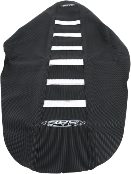 SDG 6-Ribbed Seat Cover - White Ribs/Black Top/Black Sides 95941WK