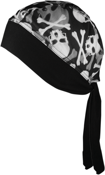 SCHAMPA & DIRT SKINS Skull and Crossbones Z-Wrap Stretch Headwrap BNDNA003-70