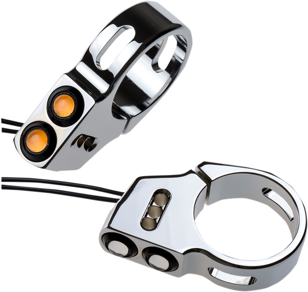 JOKER MACHINE Rat Eye LED Turn Signals - 49 mm - Chrome 05-200-3C