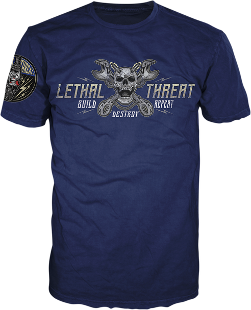 LETHAL THREAT Break Neck Speed T-Shirt - Blue - 2XL VV40162XXL