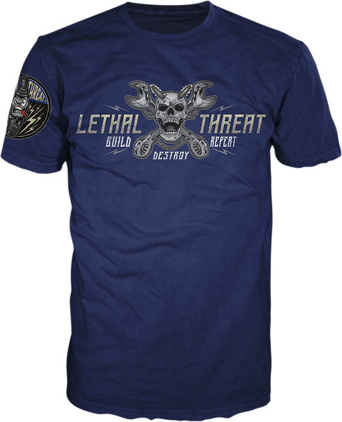 LETHAL THREAT Break Neck Speed T-Shirt - Blue - XL VV40162XL