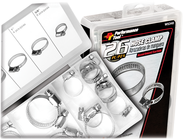 PERFORMANCE TOOL Hose Clamp Assortment 26-Piece W5348