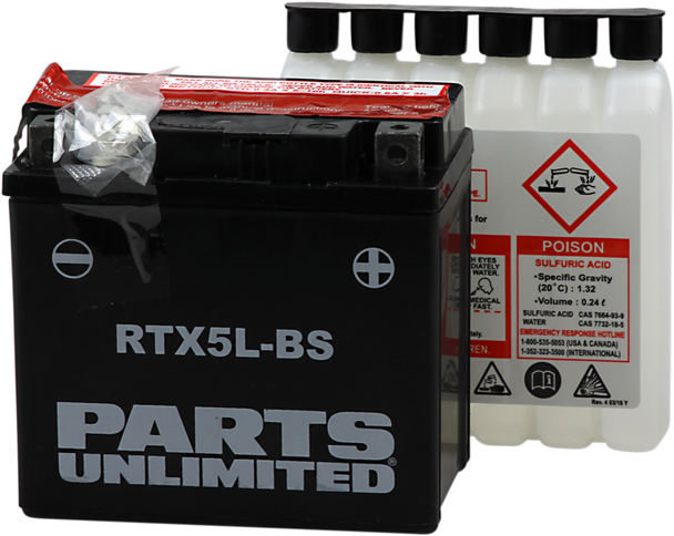 PARTS UNLIMITED AGM Battery - RTX5L-BS .24 L CTX5L-BS