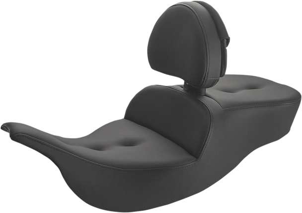 SADDLEMEN Roadsofa™ Pillow Top Seat - With Driver Backrest - Black 897-07-181BR