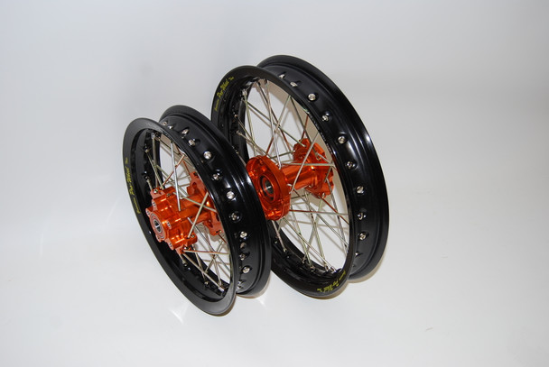 KTM 50 SX pro wheel set black rims orange hub