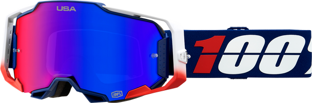 100% Armega Goggles - MX of Nations - HiPER Red/Blue Mirror 50003-00008