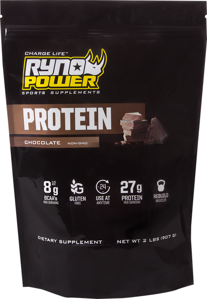 RYNO POWER Protein Powder - Chocolate - 2 lb - 20 Servings PPC4657