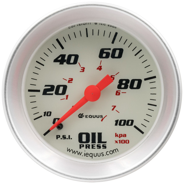 2.0 dia oil pressure gauge silver 0-100psi e8244