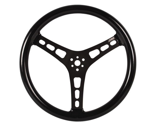 steering wheel 15in flat rubber coated w/ black 13535-cb