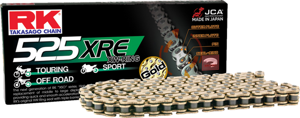 RK 525 XRE - Drive Chain - 122 Links - Gold GB525XRE-122