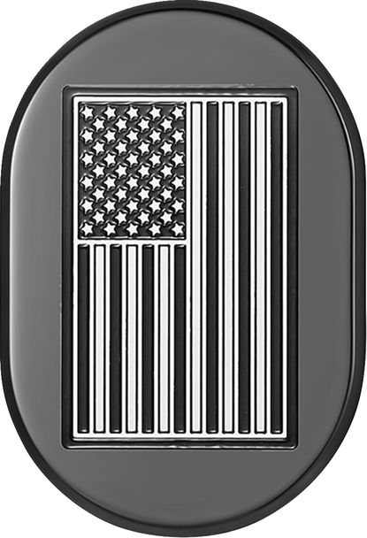 FIGURATI DESIGNS Antenna Cover - Left Rear Fender - Contrast Cut American Flag - Black/Enameling FD26-AC-BLK-LT