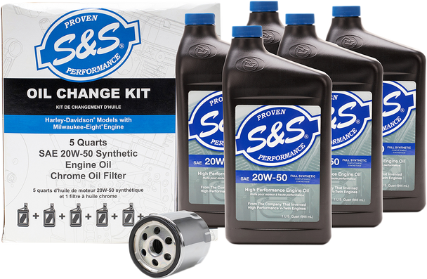 S&S CYCLE Oil Change Kit - M8 - Black Oil Filter S/B 162233-BLACK