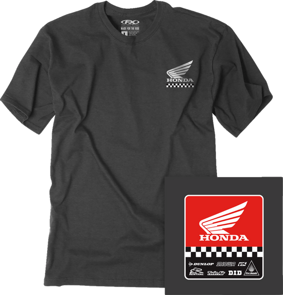 FACTORY EFFEX Honda Starting Line T-Shirt - Heather Charcoal - XL 27-87306