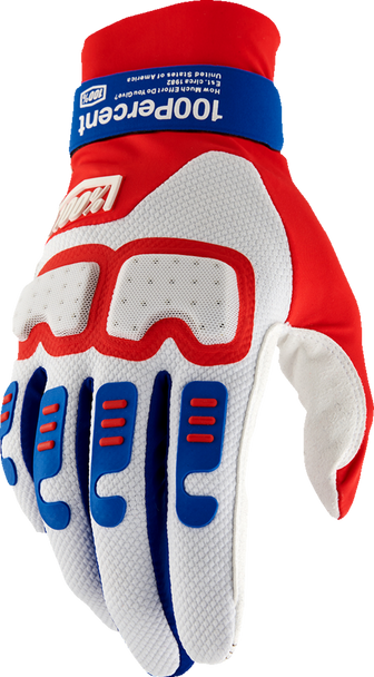 100% Langdale Gloves - Red/White/Blue - Medium 10029-00007